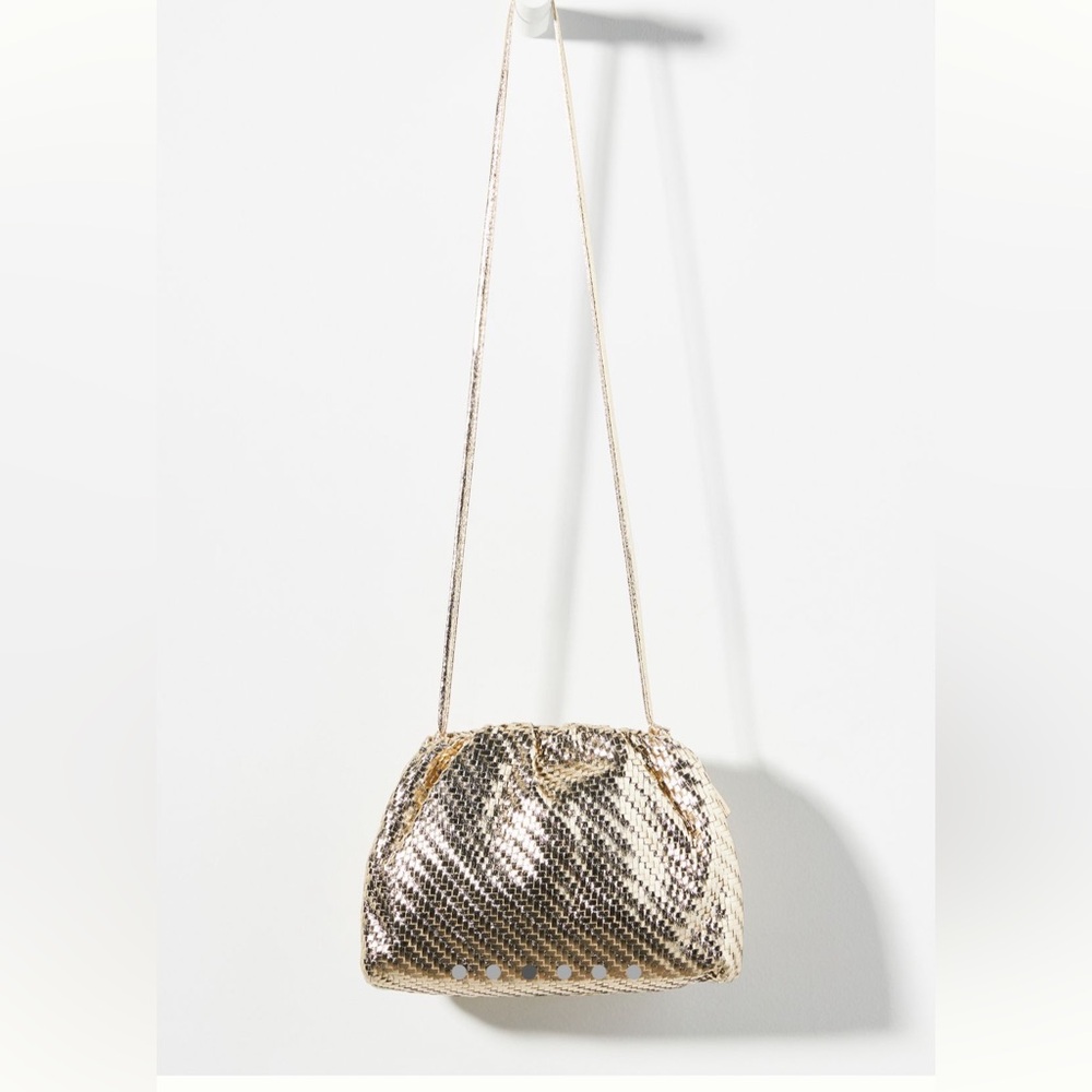 Maeve Metallic Gold Mesh Crossbody Bag